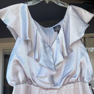 beautiful silver hammered satin dress. Perfect for formal nights
